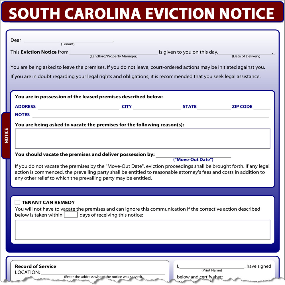 Eviction Notice Template South Carolina